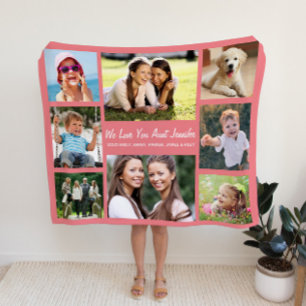 Aunt Love You Photo Collage Personalised Coral Fleece Blanket
