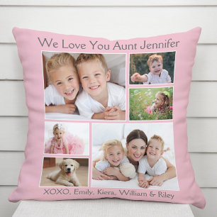 Aunt Love You Photo Collage Pink Cushion