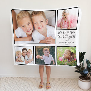 Aunt Love You White Photo Collage Fleece Blanket