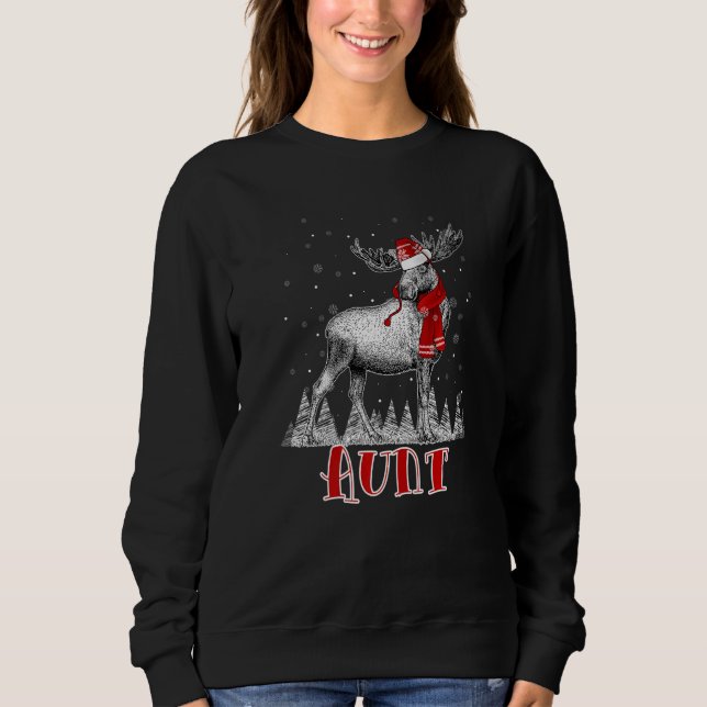 Aunt Moose Wear Santa Hat Matching Family Christma Sweatshirt (Front)