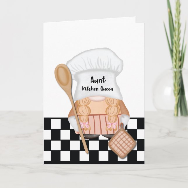 Aunt Mother’s Day Gnome Kitchen Queen Card (Front)
