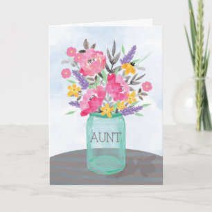 Aunt Mother's Day Mason Jar Vase with Flowers Card
