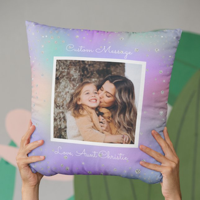 Aunt Niece Custom Photo Purple Cushion (Aunt Niece Custom Photo Purple Throw Pillow
)