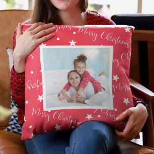 Aunt Niece Custom Photo Red Christmas Cushion