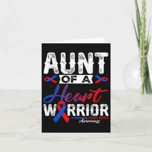Aunt Of A Heart Warrior Chd Awareness Red Blue Rib Card