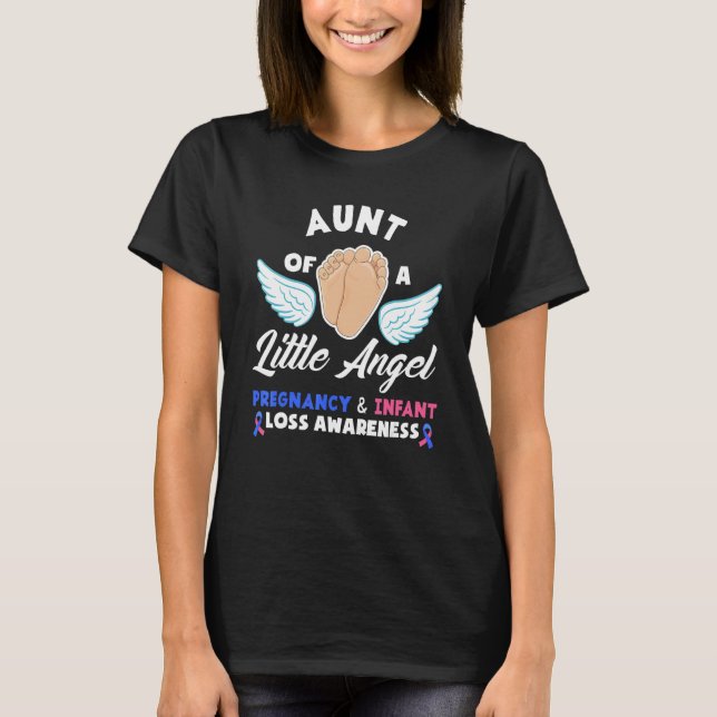 Aunt Of A Little Angel Infant Loss Awareness T-Shirt (Front)