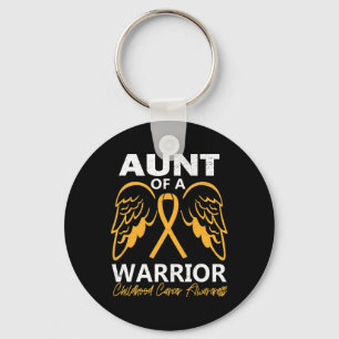 Aunt of A Warrior Childhood Cancer Awareness Angel Key Ring