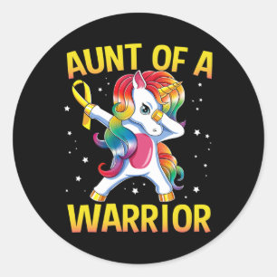 Aunt of a Warrior Childhood Cancer Awareness Dabbi Classic Round Sticker