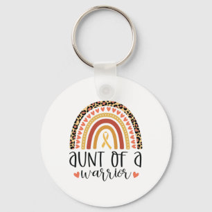 Aunt Of A Warrior Childhood Cancer Leopard Print R Key Ring