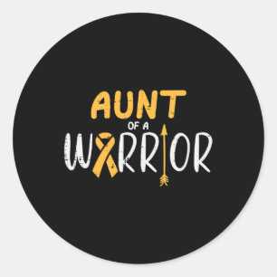 Aunt Of A Warrior Childhood Cancer Ribbon Awarenes Classic Round Sticker