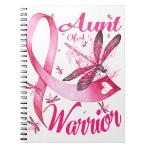 Aunt Of A Warrior Dragonfly Breast Cancer Notebook