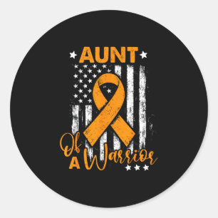 Aunt of a warrior leukaemia awareness usa flag classic round sticker