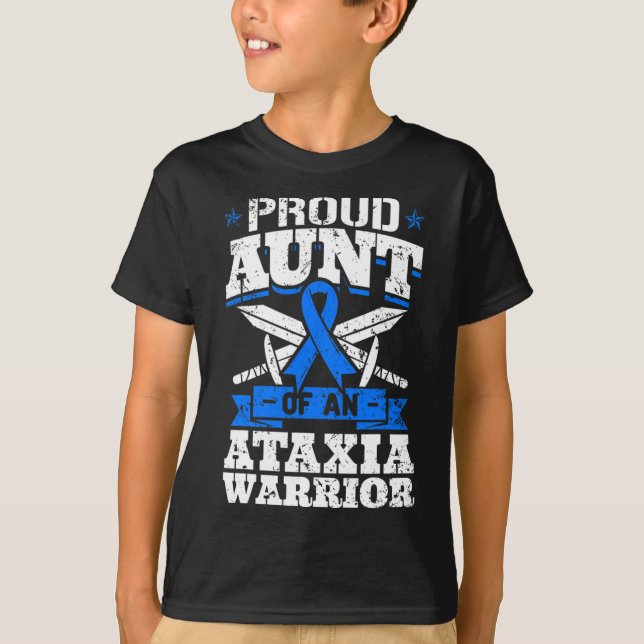 Aunt Of An Ataxia Warrior Awareness Ribbon Dystaxi T-Shirt (Front)