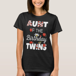 Aunt Of Birthday Twins Floral Family Aunty Ladybug T-Shirt