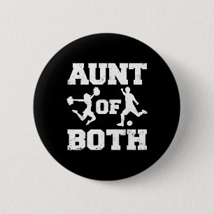 Aunt Of Both Cheer And Soccer Cheerleader Soccer P 6 Cm Round Badge