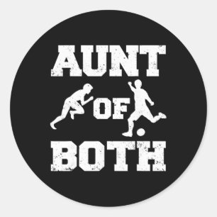 Aunt Of Both Track And Field And Soccer Runner Soc Classic Round Sticker