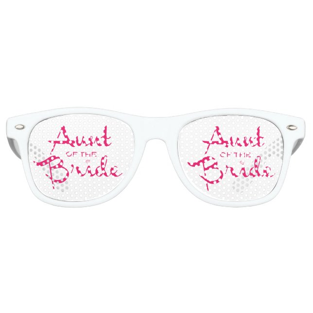 Aunt of Bride Hot Pink on White Retro Sunglasses (Front)