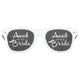Aunt of Bride White on Black Retro Sunglasses