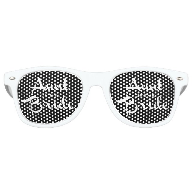 Aunt of Bride White on Black Retro Sunglasses (Front)