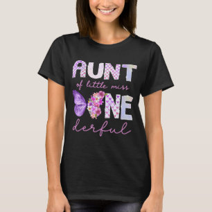 Aunt of Little Miss Onederful Butterfly 1st T-Shirt