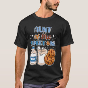 Aunt of Sweet One Cookies and Milk 1st Birthday Pa T-Shirt