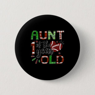 Aunt Of The 1 Year Old Football 1st Birthday Boy M 6 Cm Round Badge