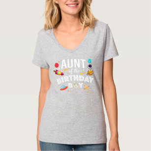 Aunt Of The Birthday Boy Astronaut Space Theme T-Shirt