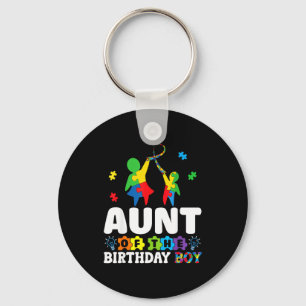 Aunt Of The Birthday Boy Autism Awareness Support  Key Ring