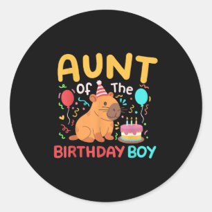 Aunt Of The Birthday Boy Capybara Kids Bday Family Classic Round Sticker