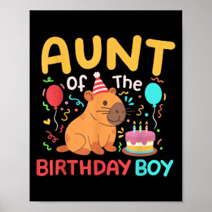 Aunt Of The Birthday Boy Capybara Kids Bday Family Poster