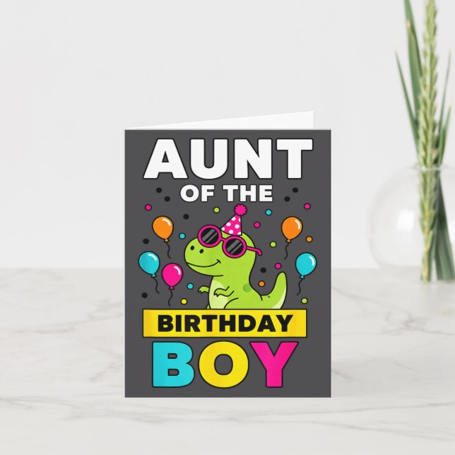Aunt Of The Birthday Boy Dinosaur Party  Card (Front)