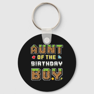 Aunt Of The Birthday Boy Gamer Pixel Birthday Part Key Ring