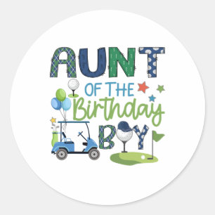Aunt Of The Birthday Boy Hole In One Golf Sport Classic Round Sticker