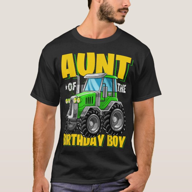 Aunt of the Birthday Boy Matching Family Tractor B T-Shirt (Front)