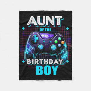 Aunt Of The Birthday Boy Matching Family Video Gam Fleece Blanket
