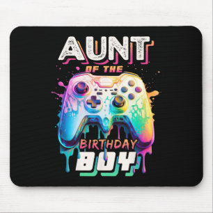 Aunt Of The Birthday Boy Matching Family Video Gam Mouse Pad