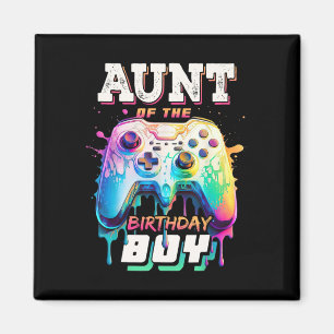 Aunt Of The Birthday Boy Matching Video Game Birth Magnet
