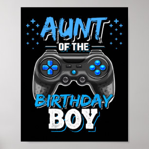Aunt Of The Birthday Boy Matching Video Game Birth Poster
