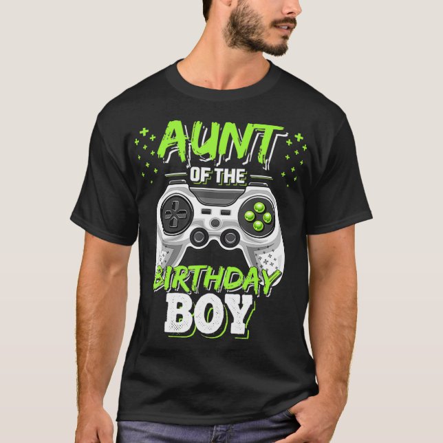 Aunt of the Birthday Boy Matching Video Game Birth T-Shirt (Front)