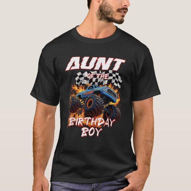 Aunt of The Birthday Boy Monster Truck Family Matc T-Shirt (Front)