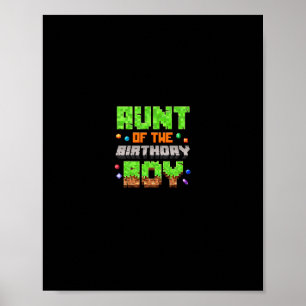 Aunt Of The Birthday Boy Pixel Gaming Video Game F Poster