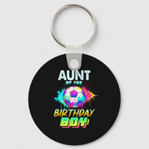 Aunt Of The Birthday Boy Soccer Ball Colorful Key Ring