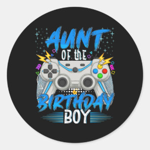 Aunt Of The Birthday Boy Video Game Birthday Gamer Classic Round Sticker