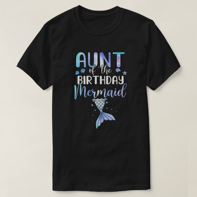 Aunt Of The Birthday Mermaid Matching Family T-Shirt (Design Front)