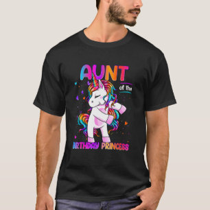 Aunt of the Birthday Princess Girl Dabbing Unicorn T-Shirt