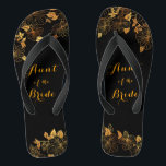 Aunt of the Bride Emerald Green & Gold Foliage Thongs<br><div class="desc">These gorgeous Aunt of the Bride emerald green and gold foliage flip flops feature golden foliage pattern and modern typography on timeless dark green background. It's a beautiful gift for your bridal party. View the collection on this page to find matching items. ♥Customise it with your information. ♥ If you...</div>