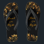 Aunt of the Bride Emerald Green & Gold Foliage Thongs<br><div class="desc">These gorgeous Aunt of the Bride emerald green and gold foliage flip flops feature golden foliage pattern and modern typography on timeless dark green background. It's a beautiful gift for your bridal party. View the collection on this page to find matching items. ♥Customise it with your information. ♥ If you...</div>