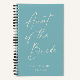 Aunt of the Bride Minimalist Personalised Teal Notebook