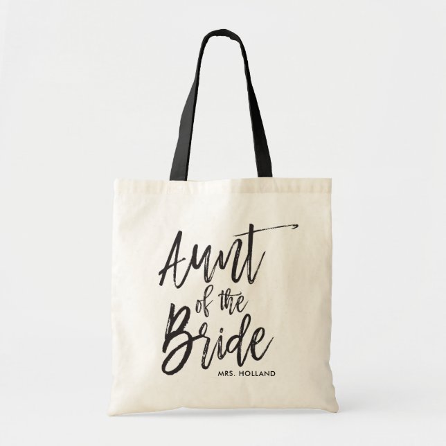 Aunt of the Bride | Script Style Custom Wedding Tote Bag (Front)