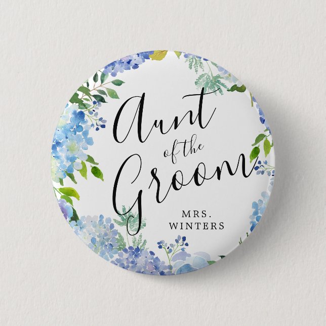 Aunt of the Groom | Carolina Bloom Wedding 6 Cm Round Badge (Front)